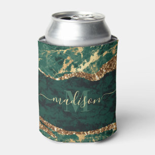 Porta-lata Mármore Verde e Dourado
