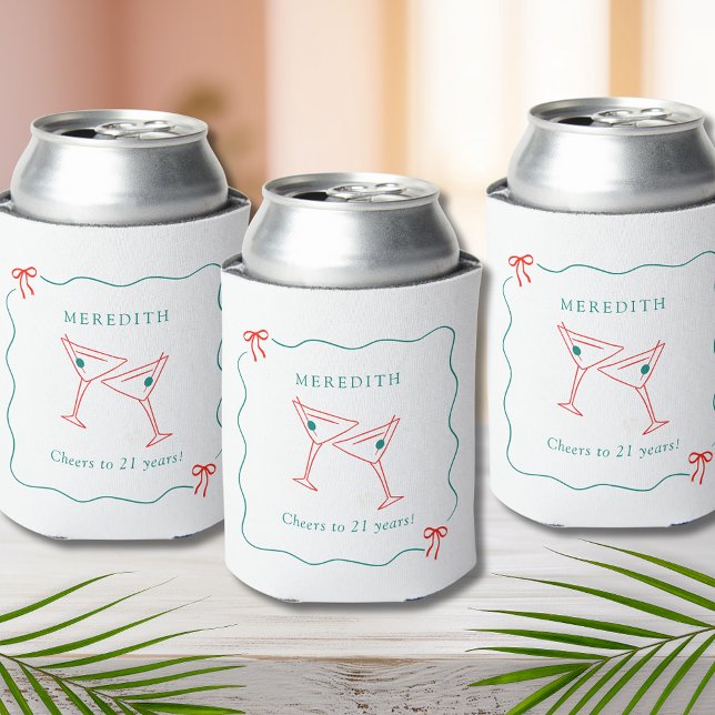Porta-lata Martini aplaude 21 anos de Festa de aniversário (Martini Toast Cheers to 21 Years Birthday Party Can Coolers)