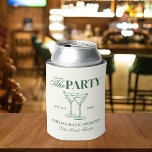 Porta-lata Martinis & Matrimony Festa de solteira<br><div class="desc">Este design apresenta um texto moderno e ousado com cocktails desenhados à mão e um tema de martini verde.</div>