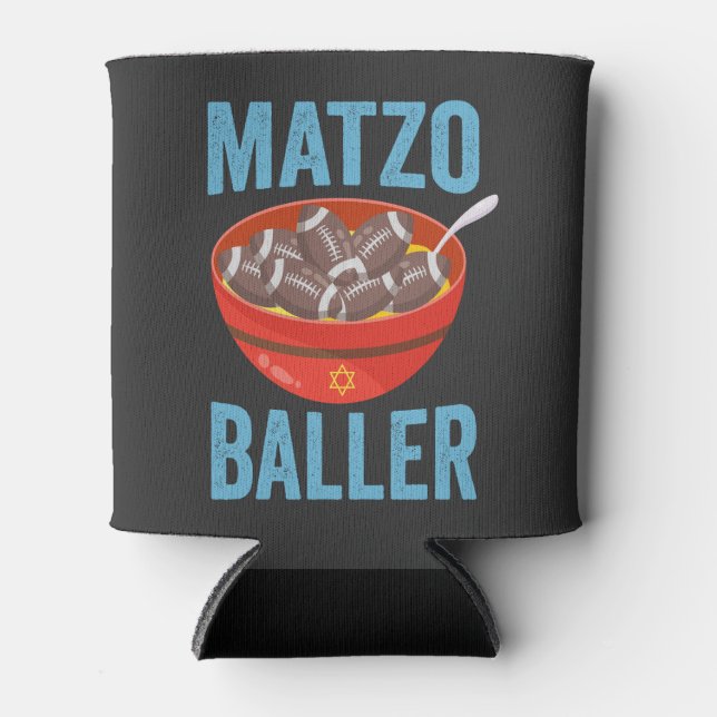 Porta-lata Matzo Baller Engraçado Futebol Hanukkah Rugby Gift (Frente)