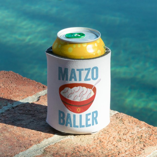 Porta-lata Matzo Baller Funny Baseball Hanukkah Holiday Gift (Piscina in situ)