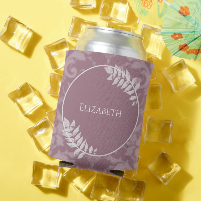 Porta-lata Mauve Elegant Damask Personalizado Can Cooler (Verão in situ)