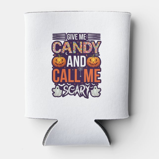 Porta-lata Me Dê Doces Chamada Assustadora Abóbora de Hallowe (Frente)