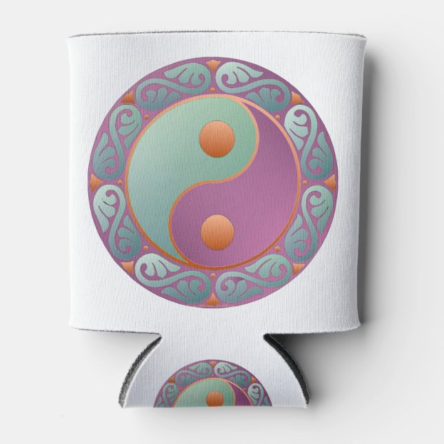 Porta-lata Medalhão Yin Yang Violeta Turquesa (Frente)