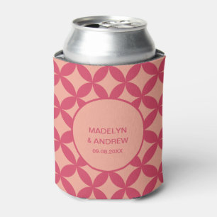 Porta-lata Médio Século Mod Geométrico Retro Casamento Rosa