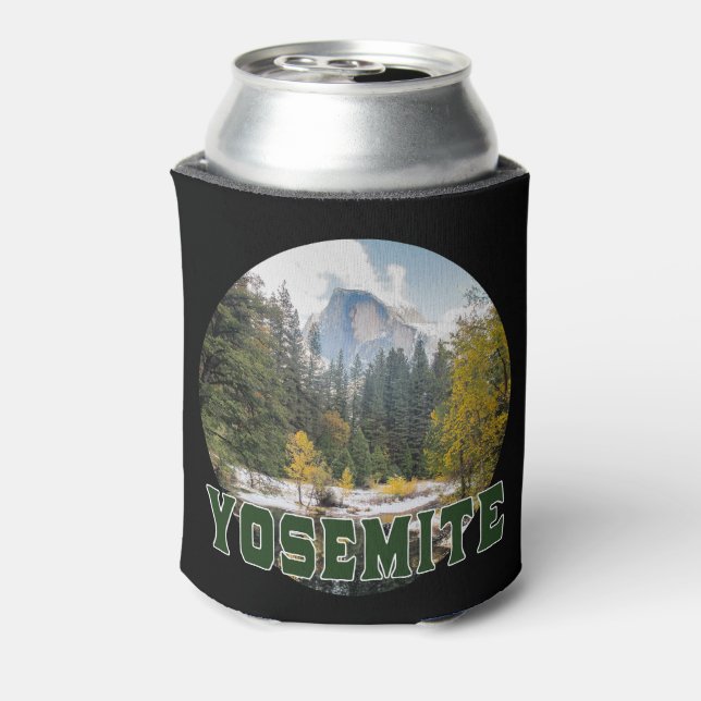 Porta-lata Meio Domo no outono, com texto "Yosemite" (Can Back)