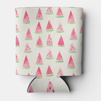 Porta-lata Melancia branca: padrão de aquarelas sem costura.