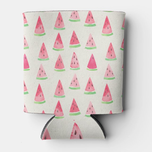 Porta-lata Melancia branca: padrão de aquarelas sem costura. (Frente)