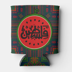 Porta-lata melancia Palestina-Palavra árabe Palestina "فلسطين