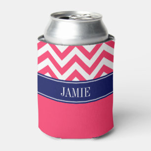 Porta-lata Melancia Rosa Branco LG Chevron Azul-Marinho Nome