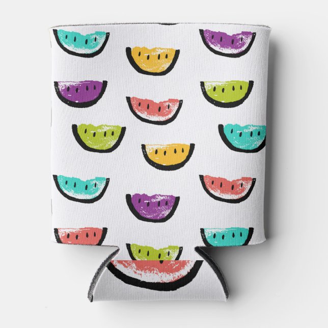 Porta-lata Melancias brilhantes: padrão transparente colorido (Frente)