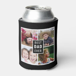 Porta-lata Melhor Colagem de Fotografias de Pai 4 Preto Perso