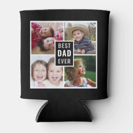 Porta-lata Melhor Colagem de Fotografias de Pai 4 Preto Perso
