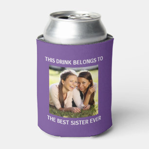 Porta-lata Melhor Irmã Já Personalizada Foto Roxo