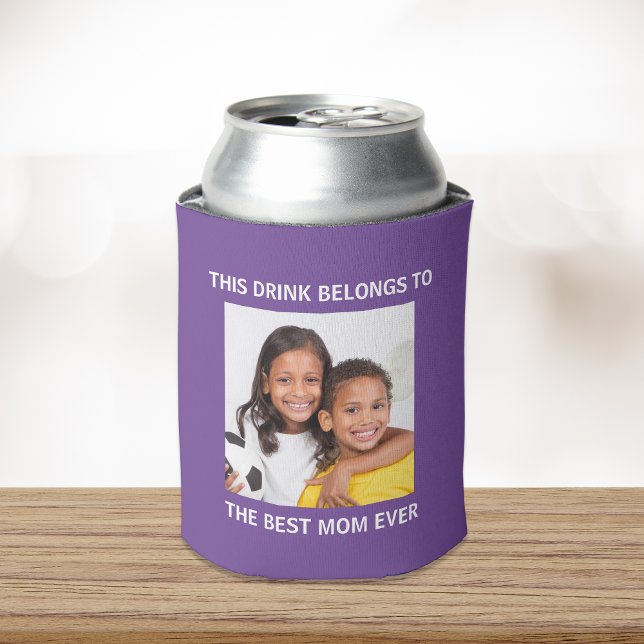 Porta-lata Melhor Mãe Nunca Personalizada Foto Roxo (Criador carregado)
