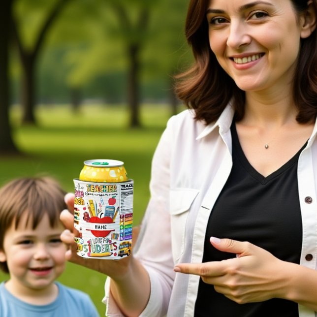 Porta-lata Melhor nome personalizado do professor (Best Teacher custom name Can Cooler)