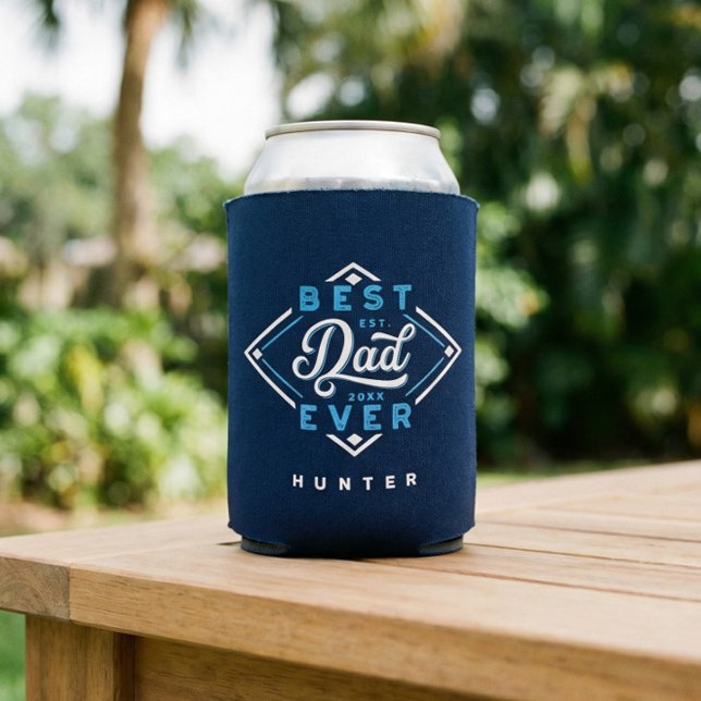 Porta-lata Melhor Pai do Diamante de Baseball e Monograma (Best Dad Ever Personalized Baseball Gift For Dad Can Cooler)