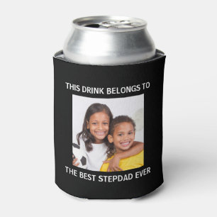 Porta-lata Melhor Stepdad Nunca Personalizado Foto Preto