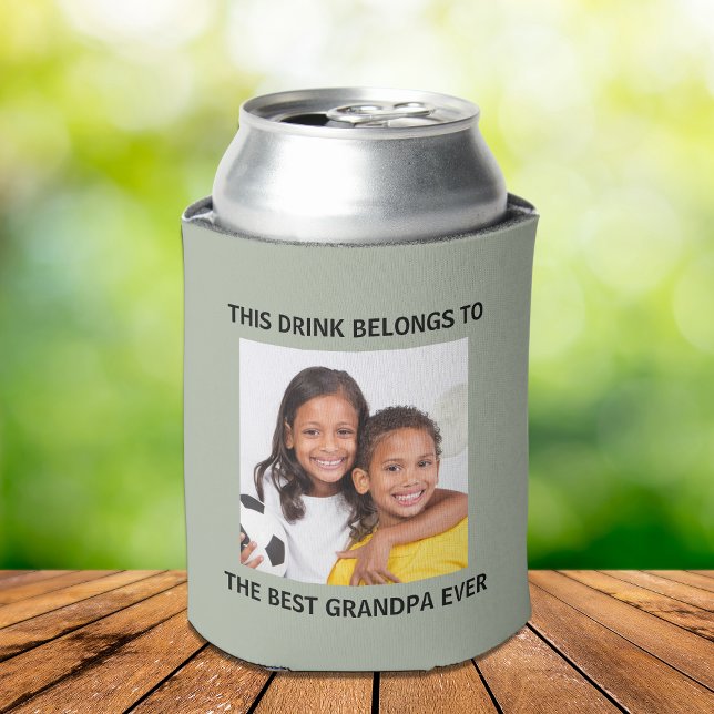 Porta-lata Melhor Vovô Alguma Foto Verde (Criador carregado)