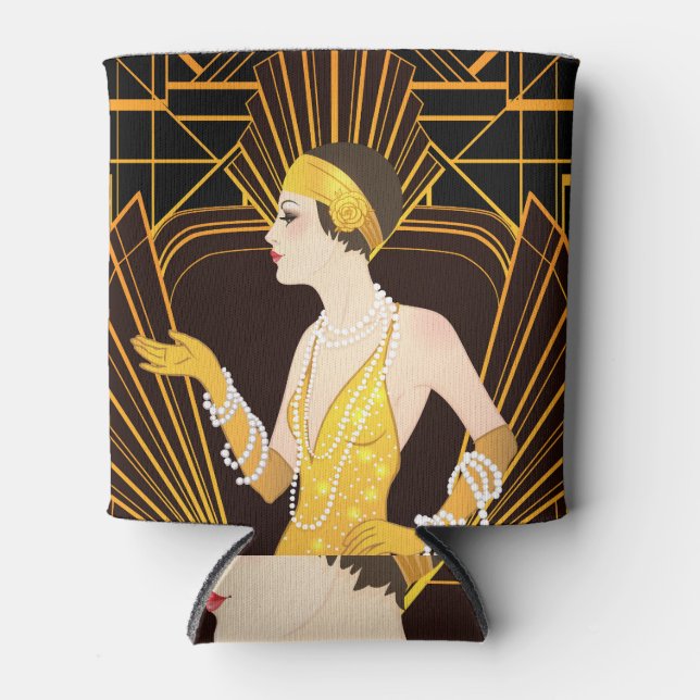 Porta-lata Menina da Flapper: convite de festas retrô. (Frente)