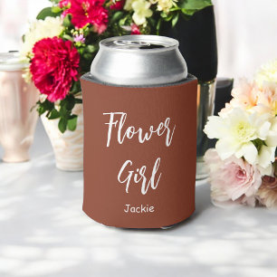 Porta-lata Menina das Flores Terracota Branco Casamento