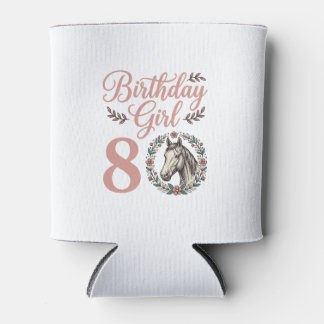 Porta-lata Menina de Aniversário 8 Cavalo Floral Vintage Cami
