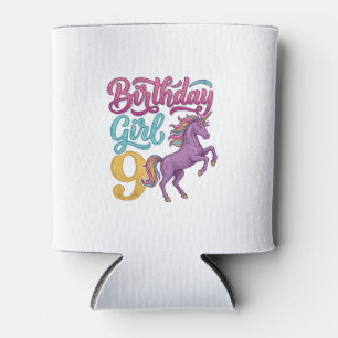 Porta-lata Menina de Aniversário Unicórnio Design de Gravura