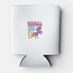 Porta-lata Menina de Aniversário Unicórnio Design de Gravura