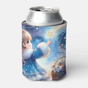 Porta-lata Menina Sonhadora Olhando as Estrelas aquarela