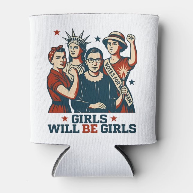 Porta-lata Meninas Serão Feministas Mulheres Empoderadas (Frente)