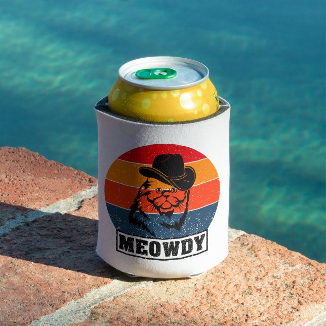 Porta-lata Meowdy Engraçado Mashup Entre Meow E Howdy Cat Mem (Piscina in situ)