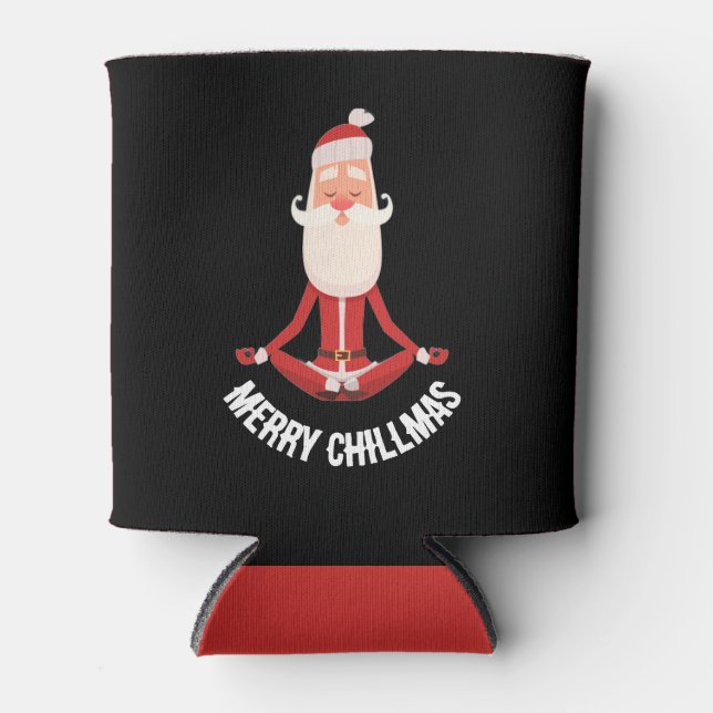 Porta-lata Merry Chillmas Zen Meditating Santa Holiday Can Co (Frente)