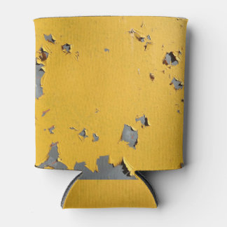 Porta-lata Metal amarelo rachado: textura suja.