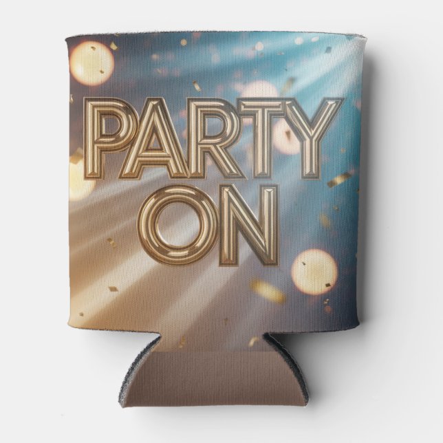 Porta-lata Metallic Party On Blue Confetti  (Frente)