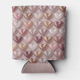 Porta-lata Metallic Pearlized Rose Gold Hearts Insulated Can