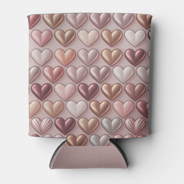 Porta-lata Metallic Pearlized Rose Gold Hearts Insulated Can  (Frente)