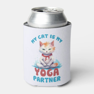 Porta-lata Meu Gato É Meu Parceiro Yoga - Adorável Gato Medit