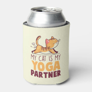 Porta-lata Meu Gato É Meu Parceiro Yoga - Gato Esticante