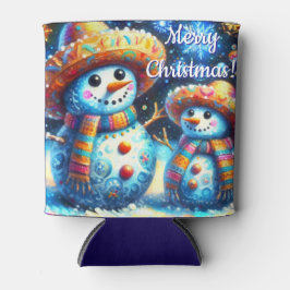 Porta-lata Mexicanos de Arte Folclórica Snowman Pessoas de ne