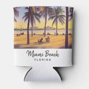 Porta-lata Miami Beach Flórida Vintage Watercolor Art
