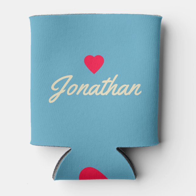 Porta-lata Mid-Century Aqua Sky Vintage Heart Signature (Frente)