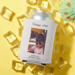 Porta-lata Milestone Birthday Party Favor Vintage 2 Photo