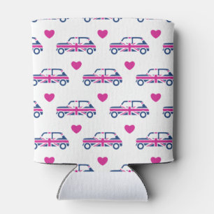 Porta-lata Mini Cooper Hearts Britânicos - Azul e Rosa