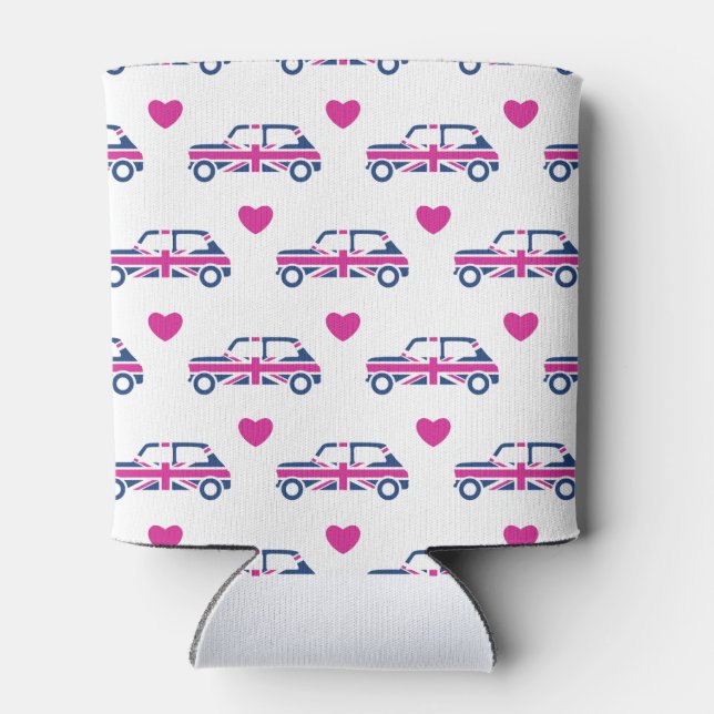 Porta-lata Mini Cooper Hearts Britânicos - Azul e Rosa (Traseira)