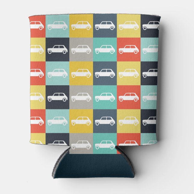 Porta-lata Mini Cooper Mini Checkerboard do Moderno Vintage (Frente)