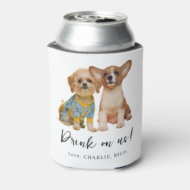 Porta-lata Minimalist Dog Pet Photo Wedding  (Can Back)