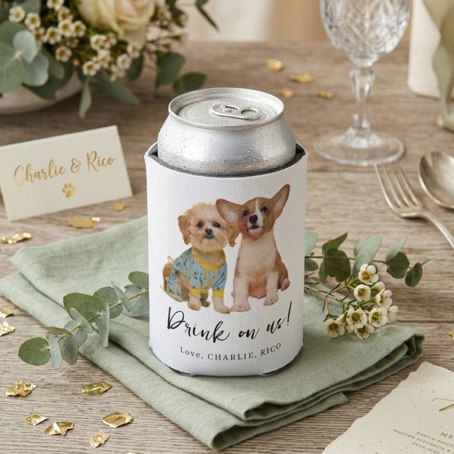 Porta-lata Minimalist Dog Pet Photo Wedding  (Criador carregado)