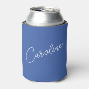 Porta-lata Minimalista Moderno Chique Caligrafia Nome Azul