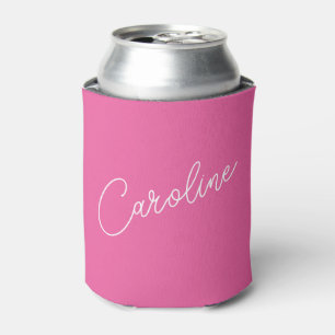 Porta-lata Minimalista Moderno Chique Caligrafia Nome Rosa Qu