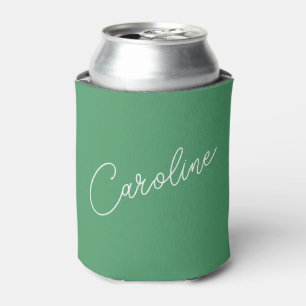 Porta-lata Minimalista Moderno Chique Caligrafia Nome Verde